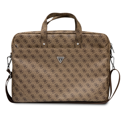 Guess Original Licensed Hot Stamped 4G Patterned Triangle Logo Shoulder Strap Laptop Bag for 15-16 inch Laptops. - 4