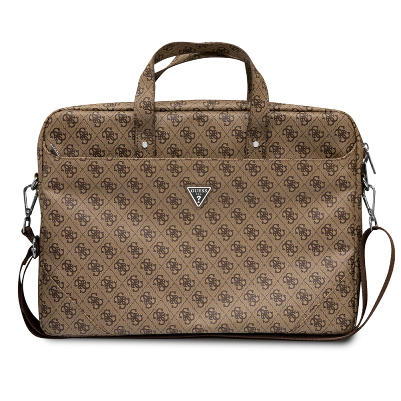 Guess Original Licensed Hot Stamped 4G Patterned Triangle Logo Shoulder Strap Laptop Bag for 15-16 inch Laptops. - 4