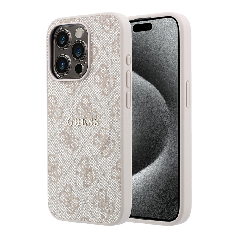 Guess Original Licensed M-safe Case for Apple iPhone 15 Pro with Embossed 4G Design and Logo. - 1