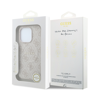 Guess Original Licensed M-safe Case for Apple iPhone 15 Pro with Embossed 4G Design and Logo. - 15
