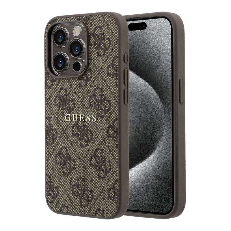 Guess Original Licensed M-safe Case for Apple iPhone 15 Pro with Embossed 4G Design and Logo. - 2