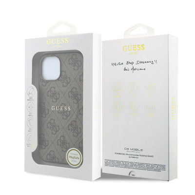 Guess Original Licensed M-safe Case for Apple iPhone 15 with Embossed 4G Design and Logo. - 16