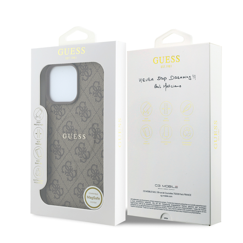 Guess Original Licensed M-safe Case for Apple iPhone 16 Pro Max with Embossed 4G Design and Logo. - 16