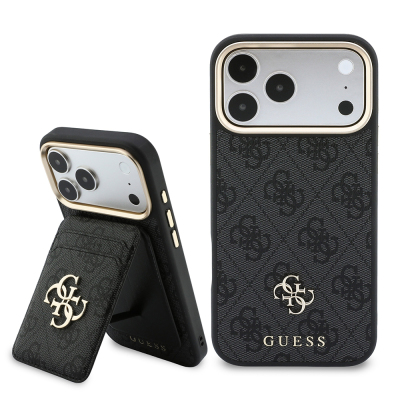 Guess Original Licensed M-safe Case for Apple iPhone 17 Pro Max with Charging Enabled, 4G, Large Metal Logo, and Card Holder. - 2
