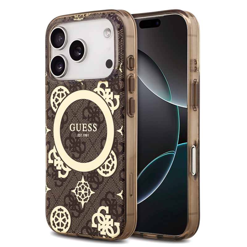 Guess Original Licensed M-safe Case for Apple iPhone 18 Pro Max with Charging Feature, IML Peony and 4G Design, Classic Logo Cover. - 3