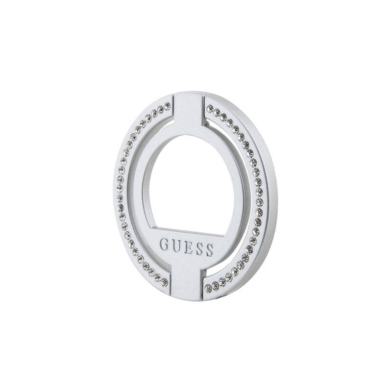 Guess Original Licensed Magsafe Magnetic Stand with Charging Features Text Logo and Stone Ring - 2