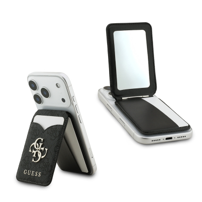 Guess Original Licensed Mirrored Metal Large 4G Logo Magnetic Card Holder with Stand - 4