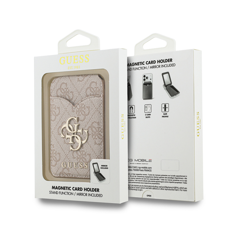 Guess Original Licensed Mirrored Metal Large 4G Logo Magnetic Card Holder with Stand - 15