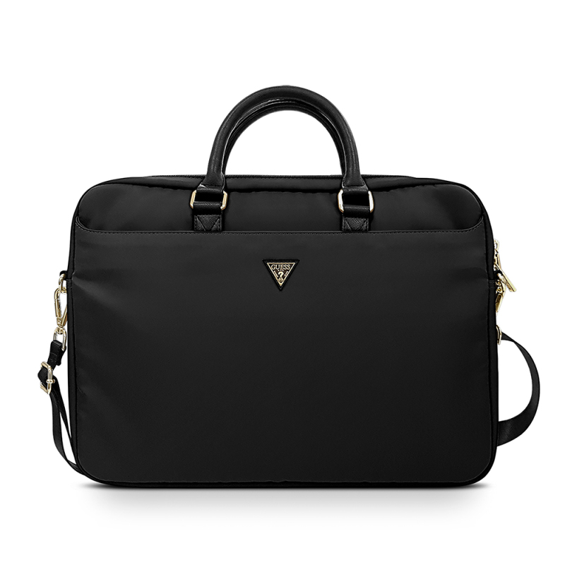 Guess Original Licensed Nylon Fabric Laptop Bag with Metal Triangle Logo and Shoulder Strap, 15-16 inch. - 1
