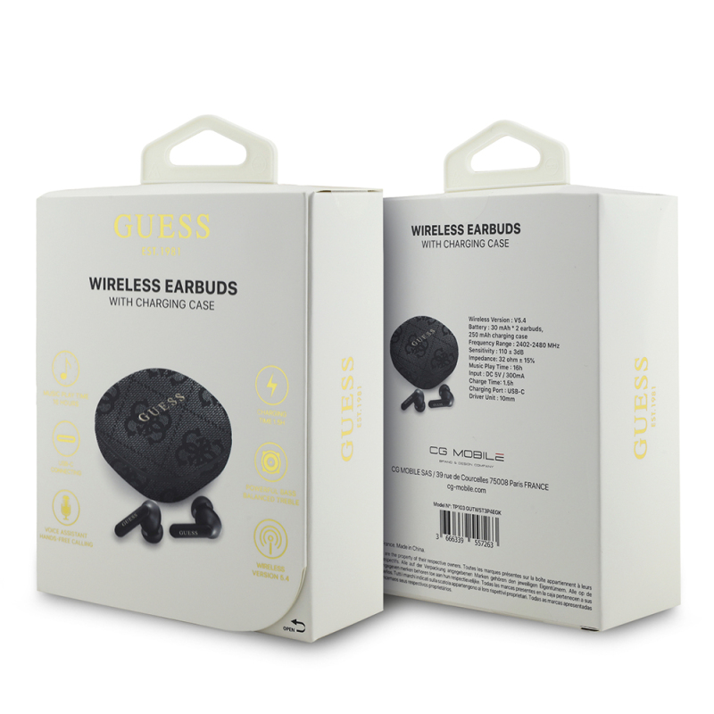 Guess Original Licensed PU 4G Patterned Classic Metal Lettering Logo TWS In-Ear Bluetooth Headphones - 15