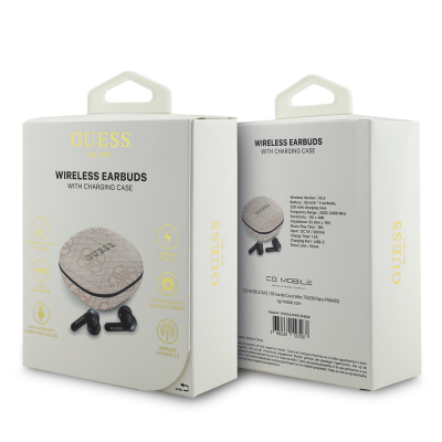 Guess Original Licensed PU 4G Patterned Classic Metal Lettering Logo TWS In-Ear Bluetooth Headphones - 20