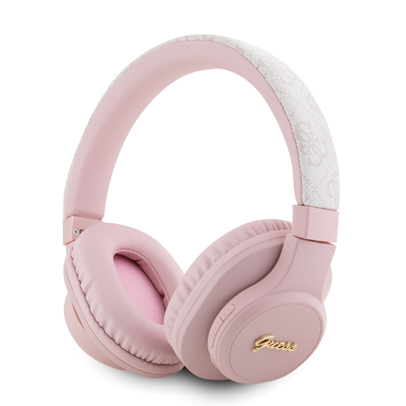 Guess Original Licensed PU 4G Patterned Metal Text Logo Tone On Tone On-Ear Bluetooth Headset - 4