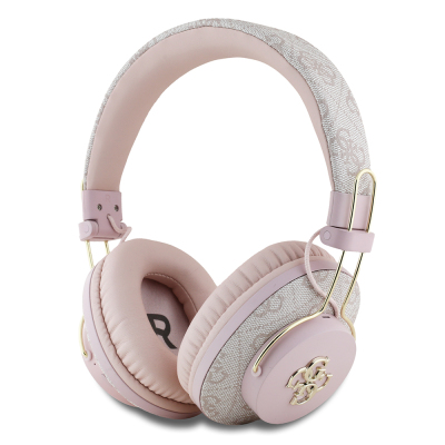 Guess Original Licensed PU 4G Patterned Over-Ear Bluetooth Headset with Large Metal Logo - 4