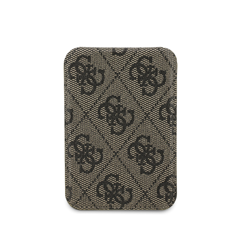 Guess Original Licensed PU Leather 4G Patterned Metal Large 4G and Text Logo Stand Magnetic Card Holder - 5