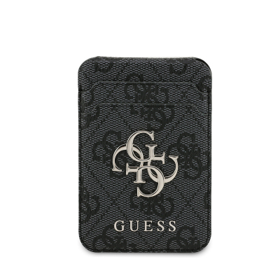 Guess Original Licensed PU Leather 4G Patterned Metal Large 4G and Text Logo Stand Magnetic Card Holder - 9