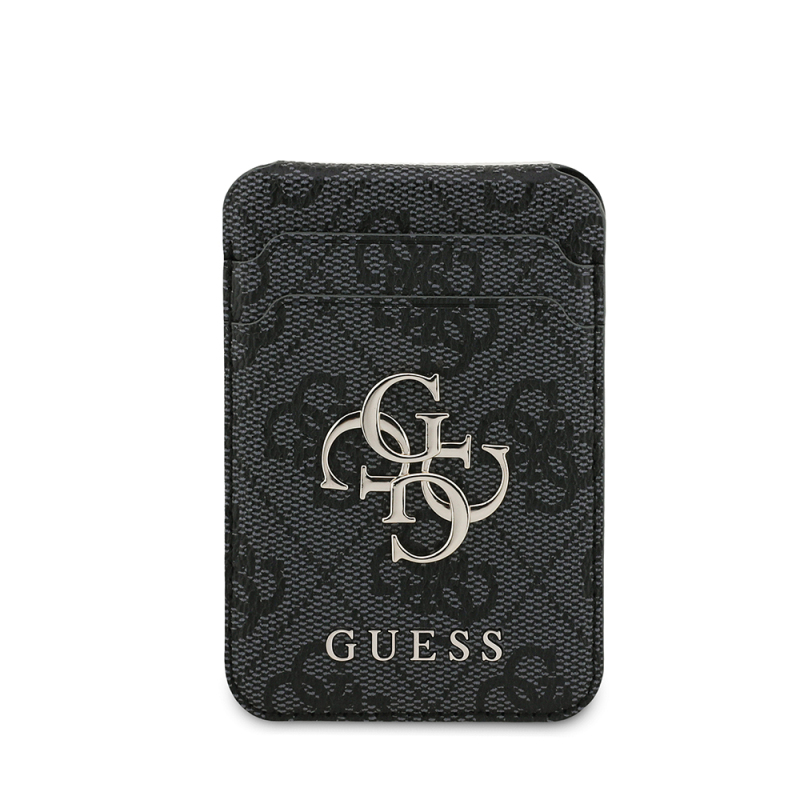Guess Original Licensed PU Leather 4G Patterned Metal Large 4G and Text Logo Stand Magnetic Card Holder - 9