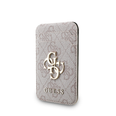 Guess Original Licensed PU Leather 4G Patterned Metal Large 4G and Text Logo Stand Magnetic Card Holder - 13