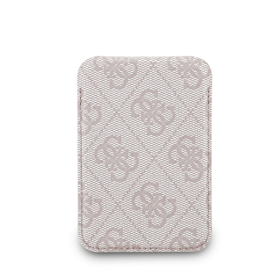 Guess Original Licensed PU Leather 4G Patterned Metal Large 4G and Text Logo Stand Magnetic Card Holder - 15