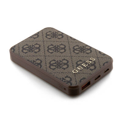 Guess Original Licensed PU Leather 4G Patterned Metal Text Logo Powerbank 5000mAh - 4