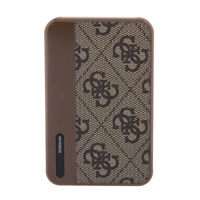 Guess Original Licensed PU Leather 4G Patterned Metal Text Logo Powerbank 5000mAh - 5