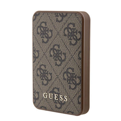 Guess Original Licensed PU Leather 4G Patterned Metal Text Logo Powerbank 5000mAh - 2