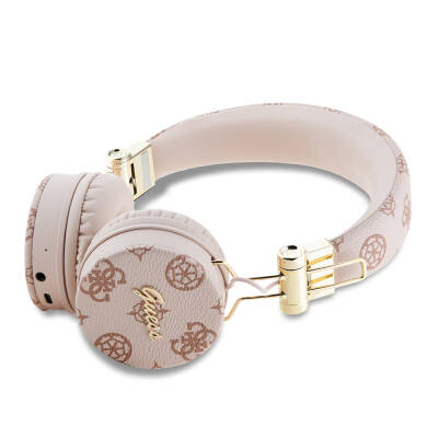 Guess Original Licensed PU Patterned Metal Handwritten Logo Over-Ear Bluetooth Headset - 2