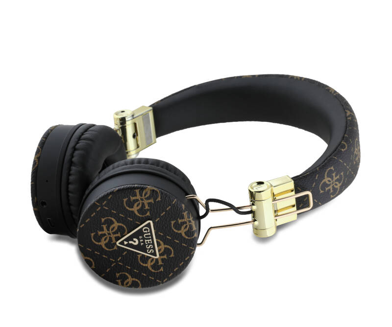 Guess Original Licensed PU Patterned Metal Triangle Logo Over-Ear Bluetooth Headset - 2