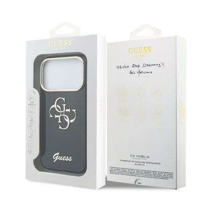 Guess Original Licensed Silicone Case with Large Metal Logo and Text Designed for Apple iPhone 17 Pro - 9