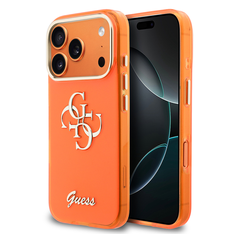 Guess Original Licensed Silicone Case with Large Metal Logo and Text Designed for Apple iPhone 17 Pro - 2