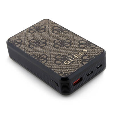 Guess Original Licensed With Digital LED Display PU Leather 4G Patterned Metal Text Logo Powerbank 10000mAh 18W - 9