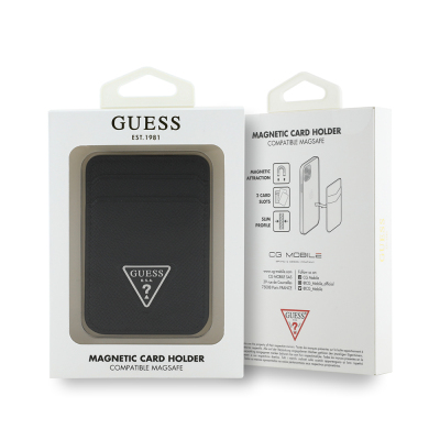 Guess Orjinal Lisanslı 2 Hazneli Üçgen Logolu Deri Magnetik Kartlık - 8