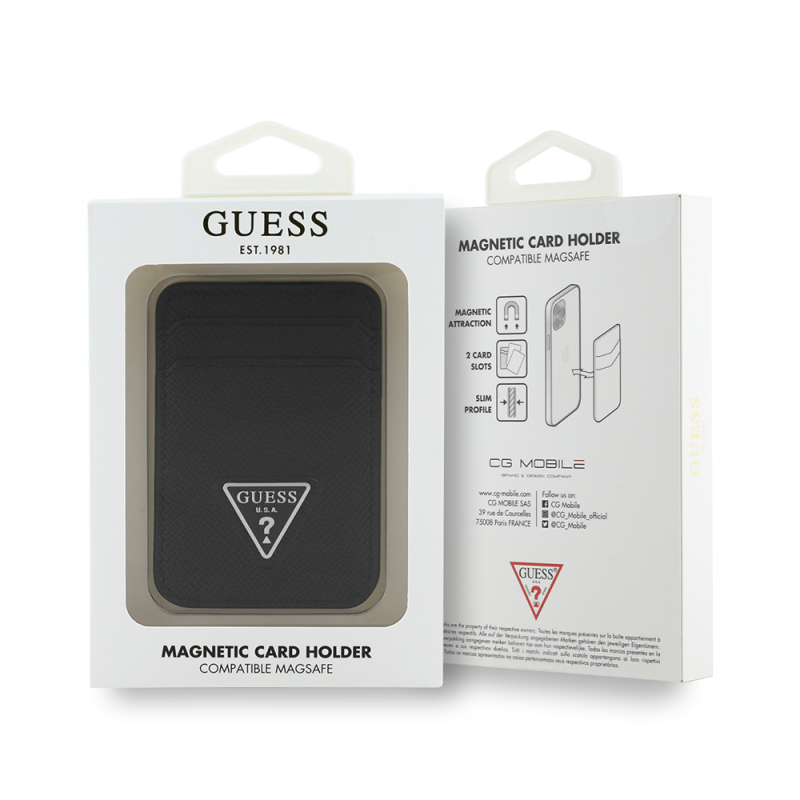 Guess Orjinal Lisanslı 2 Hazneli Üçgen Logolu Deri Magnetik Kartlık - 5