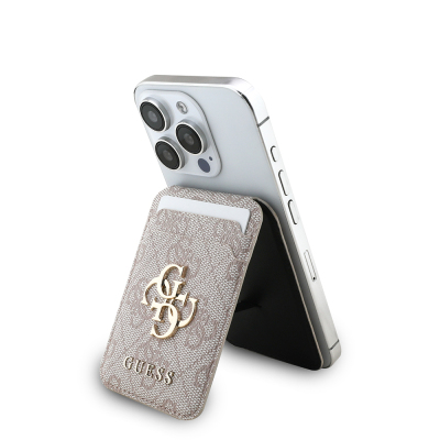 Guess Orjinal Lisanslı PU Deri 4G Desenli Metal Büyük 4G ve Yazı Logolu Standlı Magnetik Kartlık - 12