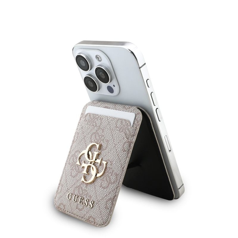 Guess Orjinal Lisanslı PU Deri 4G Desenli Metal Büyük 4G ve Yazı Logolu Standlı Magnetik Kartlık - 12