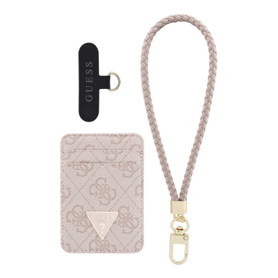 Guess Orjinal Lisanslı 2in1 Bilek Askı İpli 4G Desenli Metal Üçgen Logolu Magnetik Kartlık - 3
