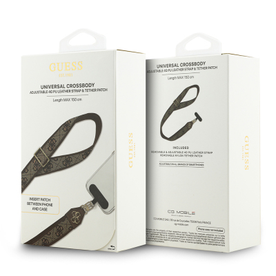 Guess Orjinal Lisanslı 4G Desen ve Metal Logolu Çapraz Vücut Telefon Askı Kayışı 150cm - 16