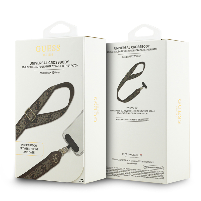 Guess Orjinal Lisanslı 4G Desen ve Metal Logolu Çapraz Vücut Telefon Askı Kayışı 150cm - 16