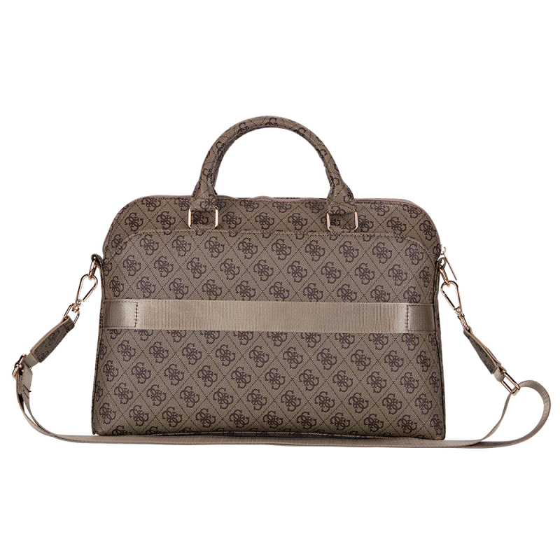 Guess Orjinal Lisanslı 4G Desenli Üçgen Logolu Omuz Askılı 15 inç Laptop Çantası - 4