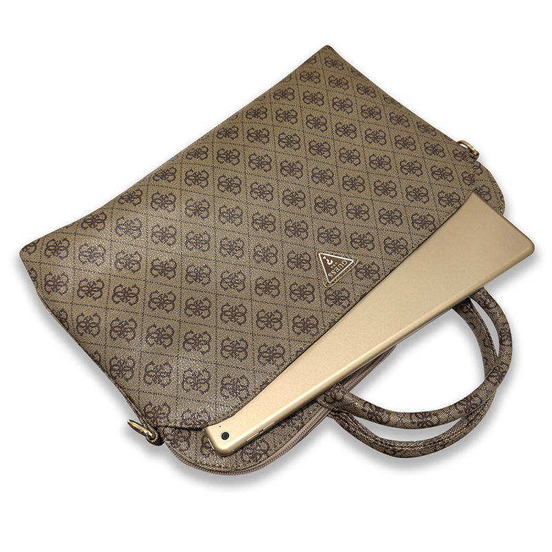 Guess Orjinal Lisanslı 4G Desenli Üçgen Logolu Omuz Askılı 15 inç Laptop Çantası - 6