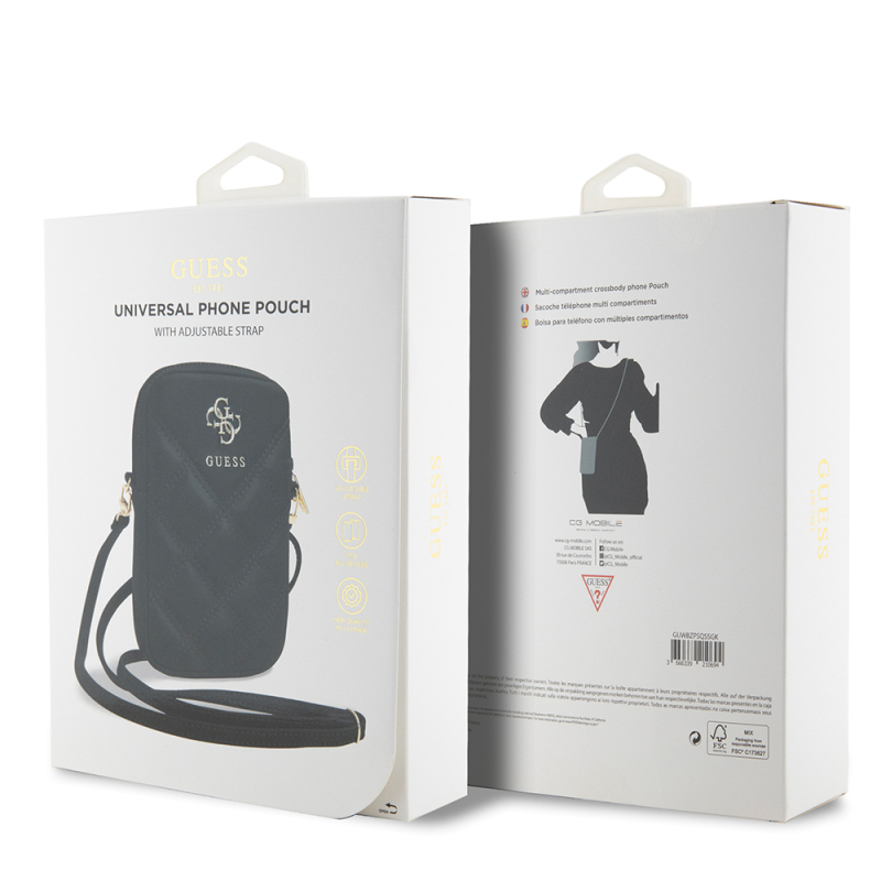 Guess Orjinal Lisanslı 4G Metal Logolu Kapitone Desenli Fermuarlı PU Deri Çapraz Askılı Vücut Çantası - 5