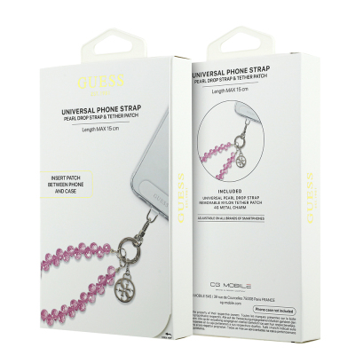 Guess Orjinal Lisanslı 4G Metal Logolu Kristal Taşlı Telefon Bilek Askı Zinciri - 11