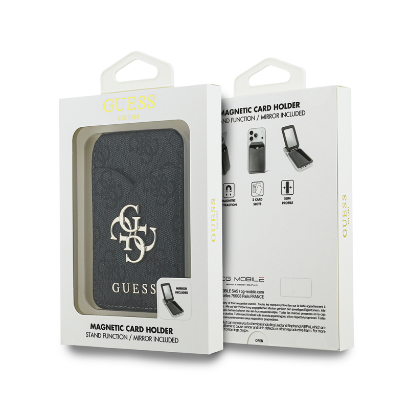 Guess Orjinal Lisanslı Aynalı Metal Büyük 4G Logolu Standlı Magnetik Kartlık - 9