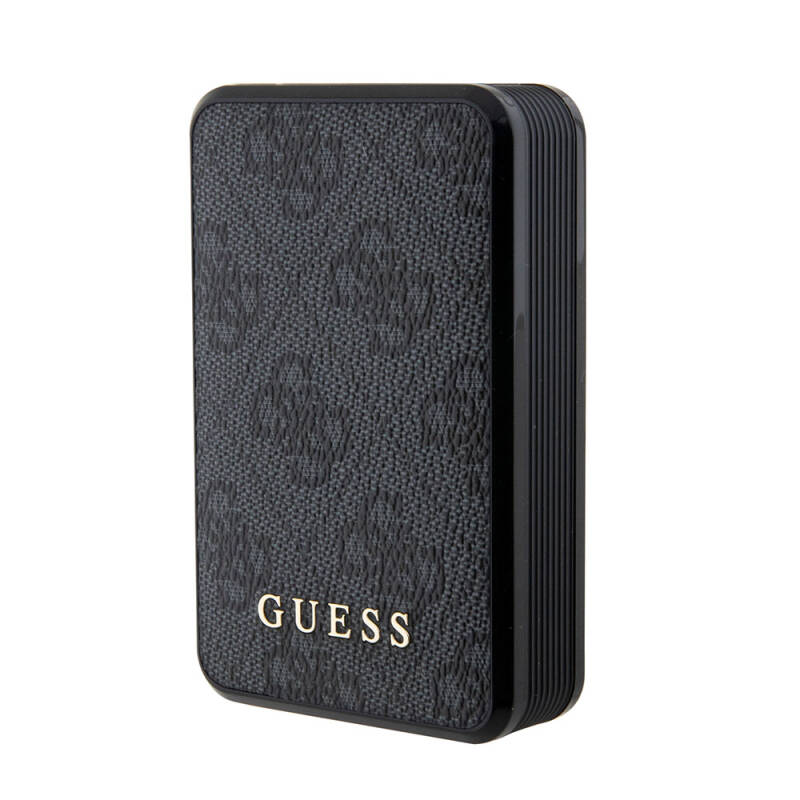 Guess Orjinal Lisanslı Dijital Led Göstergeli PU Deri 4G Desenli Metal Yazı Logolu Powerbank 10000mAh 18W - 1