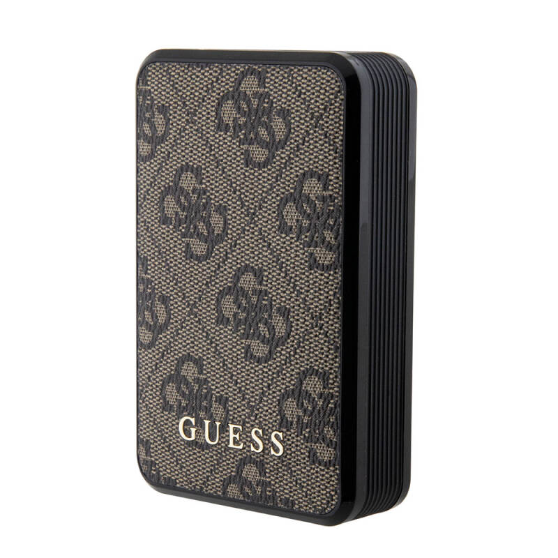 Guess Orjinal Lisanslı Dijital Led Göstergeli PU Deri 4G Desenli Metal Yazı Logolu Powerbank 10000mAh 18W - 7