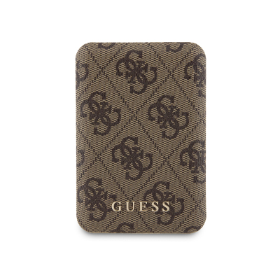 Guess Orjinal Lisanslı Dijital Led Göstergeli PU Deri 4G Desenli Metal Yazı Logolu Powerbank 5000mAh 15W - 3