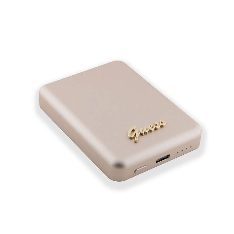 Guess Orjinal Lisanslı Magsafe Şarj Özellikli Metal Yazı Logolu Powerbank 3000mAh 5W - 5