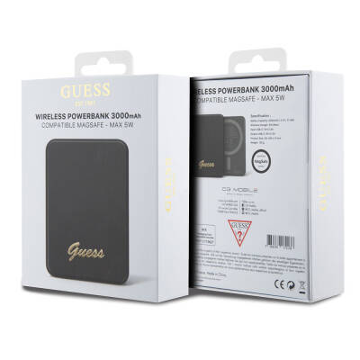 Guess Orjinal Lisanslı Magsafe Şarj Özellikli Metal Yazı Logolu Powerbank 3000mAh 5W - 11