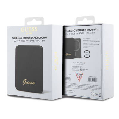 Guess Orjinal Lisanslı Magsafe Şarj Özellikli Metal Yazı Logolu Powerbank 5000mAh 15W - 6