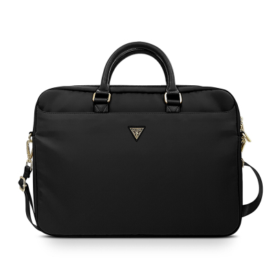 Guess Orjinal Lisanslı Naylon Kumaş Metal Üçgen Logolu Omuz Askılı 15-16 inç Laptop Çantası - 1
