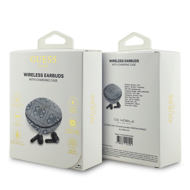 Guess Orjinal Lisanslı PU 4G Desenli Klasik Metal Yazı Logolu TWS Kulak İçi Bluetooth Kulaklık - 10